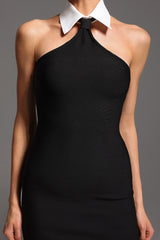 Jada Black Halter Neck Sleeveless High Collar Dress
