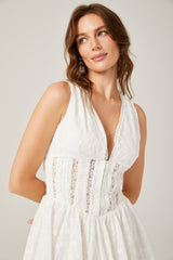 Jamiah white floral embroidered mini dress