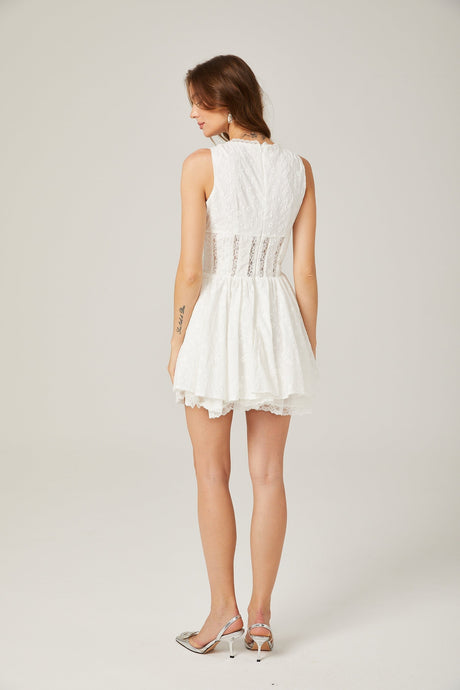 Jamiah white floral embroidered mini dress