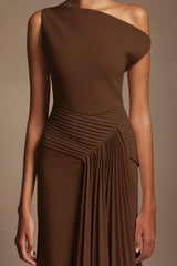 Jamie Brown Draped Pleated Waist Midi Dress