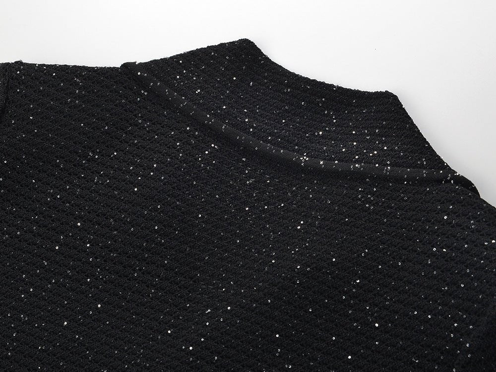 Jamie Shirt Jacket – Tailored Silhouette – Gold Button Accents – Knit Texture