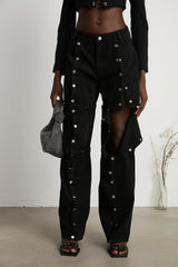 Janelle buttoned straightleg jeans