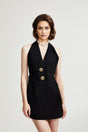 Jaques halterneck black mini dress