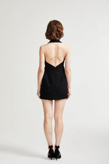 Jaques halterneck black mini dress