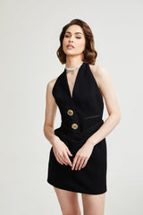 Jaques halterneck black mini dress