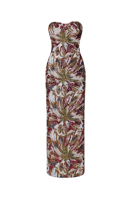 Jasmine Multi Color Floral Sequin Maxi Dress