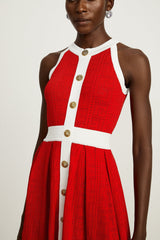 Jasmine red contrasttrim sleeveless knit mini dress