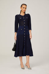 Jayla Long Sleeve Midi Dress in Vibrant Blue