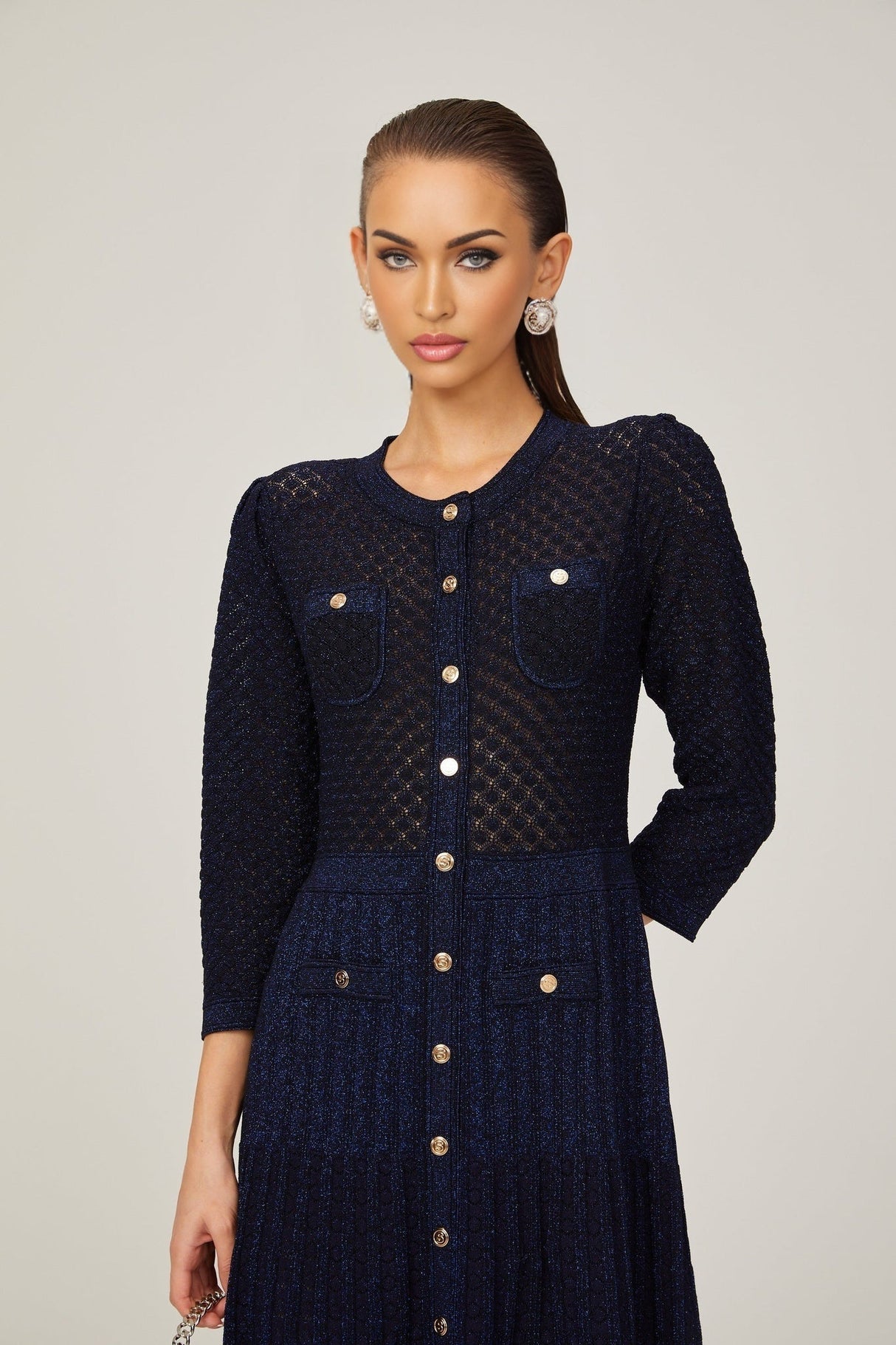 Jayla Long Sleeve Midi Dress in Vibrant Blue