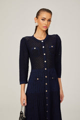 Jayla Long Sleeve Midi Dress in Vibrant Blue