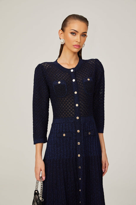 Jayla Long Sleeve Midi Dress in Vibrant Blue