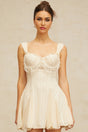 Jazlyn Mini Dress Sweetheart Faux - Pearl Embellished Flare