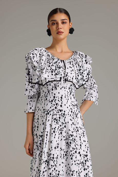 Jazlyn White Flounced Midi Dress