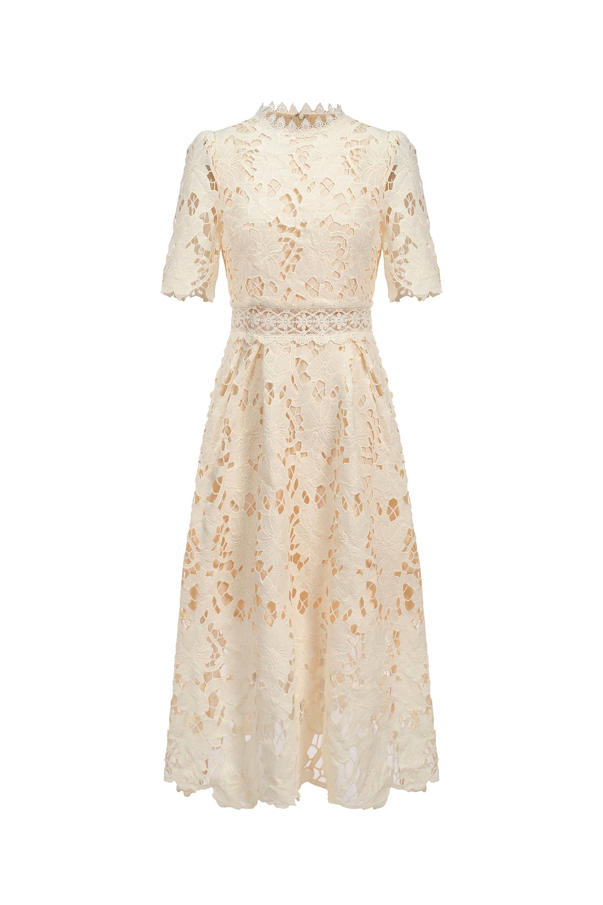 Jazlyn White Lace Midi Dress for Women Wedding Garden Party Brunch Evening Out