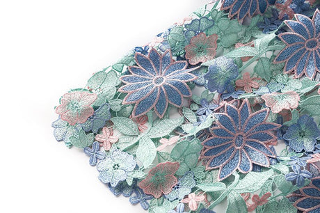 Jenna Floral Lace A - Line Skirt - High - Waisted Fit - Scalloped Lace Hem and Intricate Appliqués