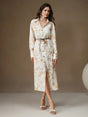 Jenna Midi Dress - Elegant Style - Floral Print - Belted Design - High Waist - Long Sleeve