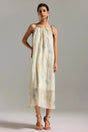 Jessica Beige Printed Sleeveless Midi Dress