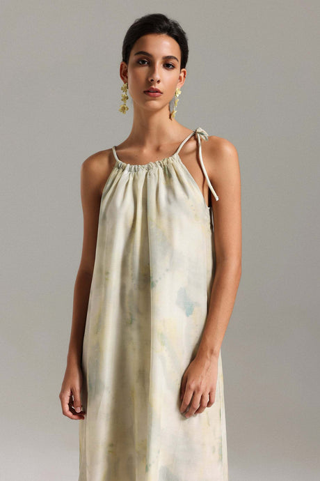 Jessica Beige Printed Sleeveless Midi Dress