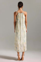 Jessica Beige Printed Sleeveless Midi Dress