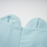 Jessica Blue Maxi Dress with Off - Shoulder Corset Style and Pleated Skirt