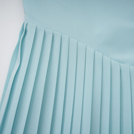 Jessica Blue Maxi Dress with Off - Shoulder Corset Style and Pleated Skirt