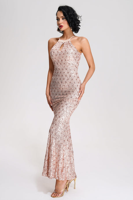 Jessica Pink Sequin Maxi Dress