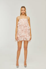 Joanna Mini Dress Crystal Flower Pearl Pink