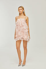Joanna Mini Dress Crystal Flower Pearl Pink