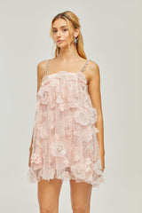 Joanna Mini Dress Crystal Flower Pearl Pink