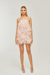 Joanna Mini Dress Crystal Flower Pearl Pink