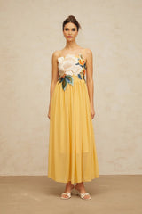 Jocelyn Maxi Dress Floral - Embroidered Yellow & Multicolor