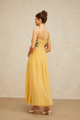 Jocelyn Maxi Dress Floral - Embroidered Yellow & Multicolor