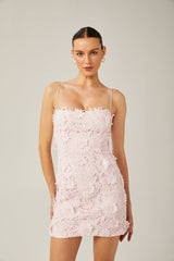 Jocelyne pink floral lace mini dress