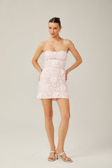 Jocelyne pink floral lace mini dress