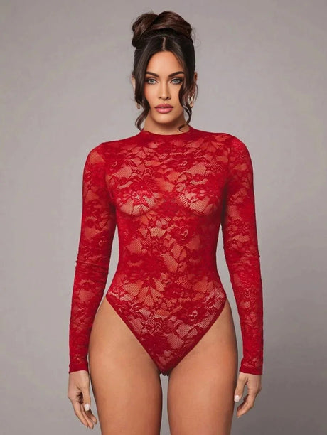 Jolanda Bodysuit - Slim Fit - Knitted Fabric - Medium Stretch - Long Sleeve Length - Stand Collar Style - Premium Quality - Comfortable Design