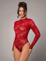 Jolanda Bodysuit - Slim Fit - Knitted Fabric - Medium Stretch - Long Sleeve Length - Stand Collar Style - Premium Quality - Comfortable Design