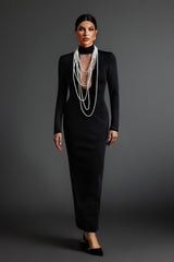 Jordan Black Bandage Maxi Dress with Pearl Detailing