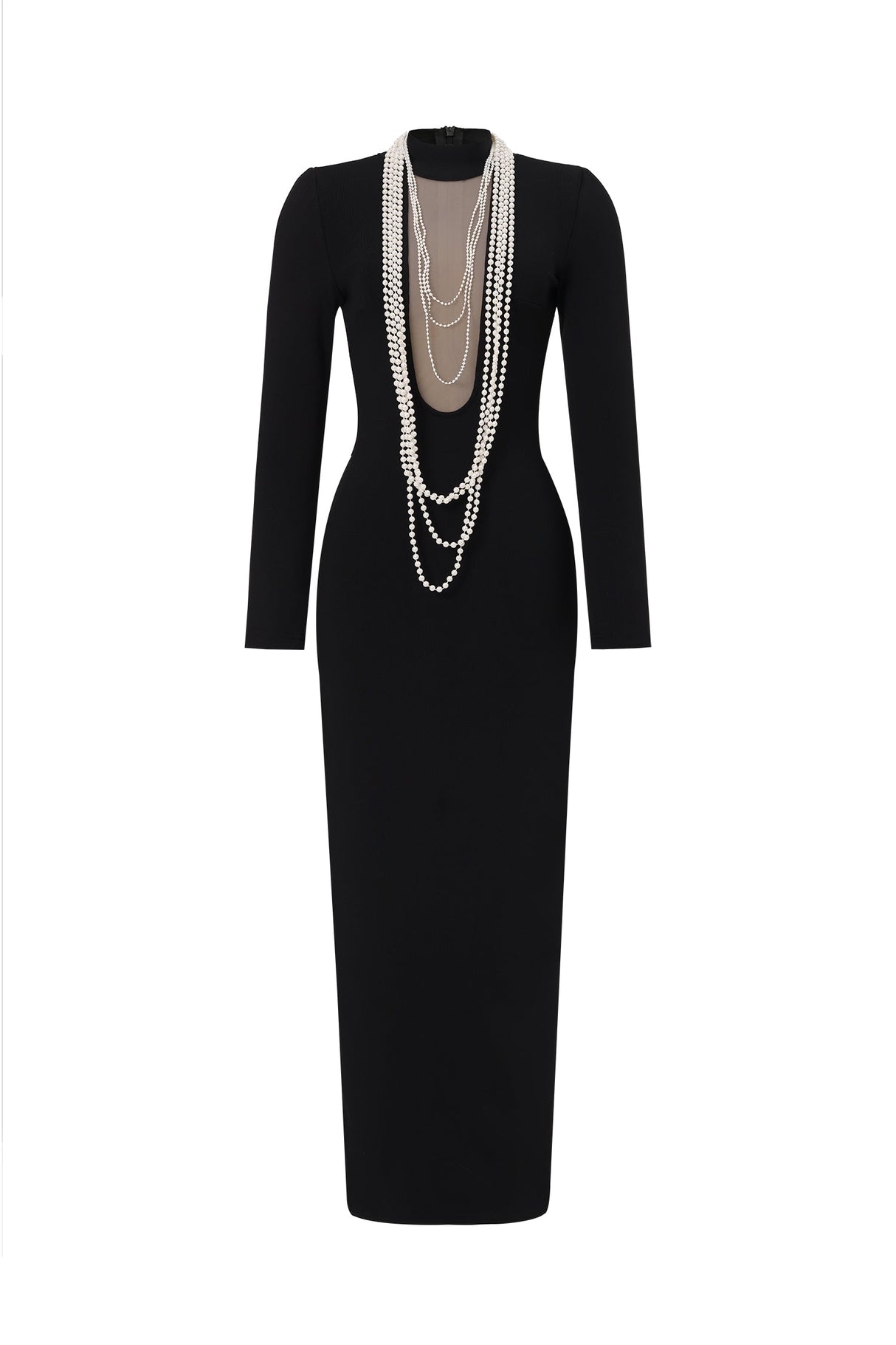 Jordan Black Bandage Maxi Dress with Pearl Detailing