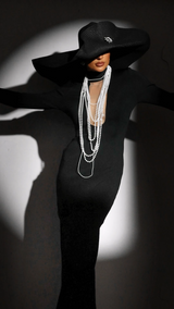 Jordan Black Bandage Maxi Dress with Pearl Detailing