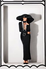 Jordan Black Bandage Maxi Dress with Pearl Detailing