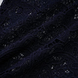 Jordan Midi Dress Blue Floral Crochet Lace & Belted Scalloped Hem