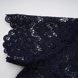 Jordan Midi Dress Blue Floral Crochet Lace & Belted Scalloped Hem