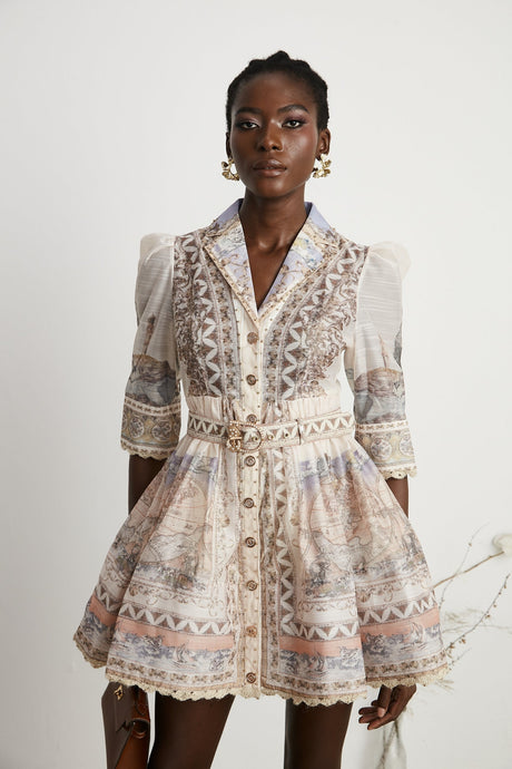Joséphine belted Vneck mini dress
