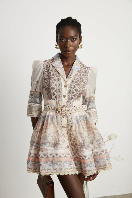 Joséphine belted Vneck mini dress