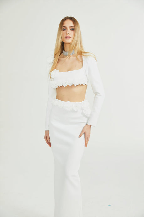 Joséphine floral cropped top  skirt matching set