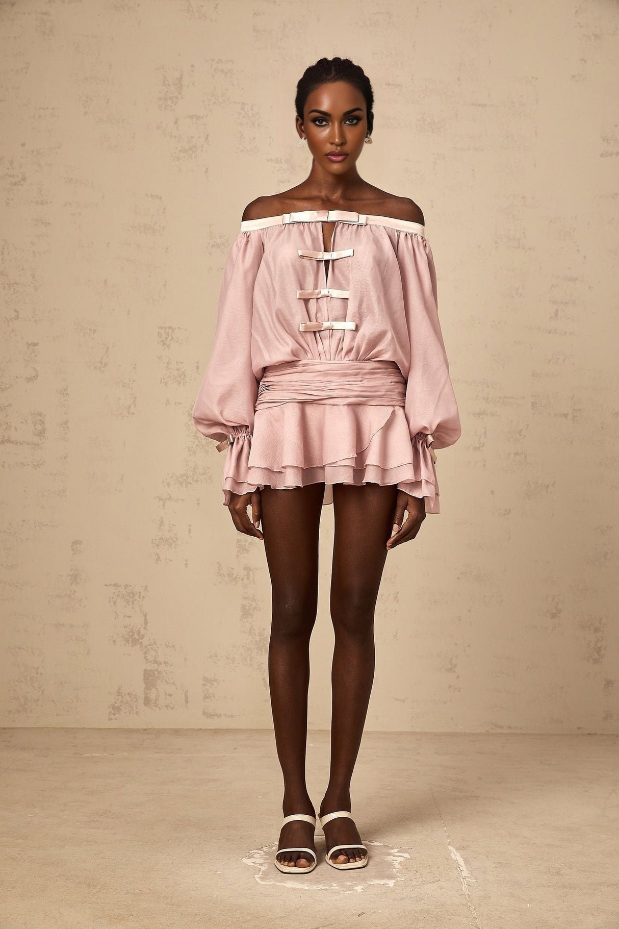 Josephine Mini Dress Josephine Off Shoulder Chiffon Bowknot Dress