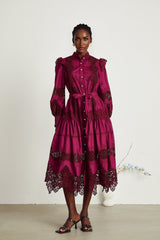 Josiane red guipurelace midi dress