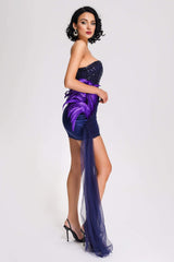 Trinity Mini Dress - Strapless Silhouette - Shimmering Sequins - Ruffled Detailing - Fitted - Luxurious Appeal
