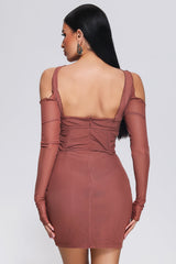 Mariella Mini Dress - Off-Shoulder Neckline - Corset Detailing - Fitted Silhouette - Mesh Accents - Versatile Styling