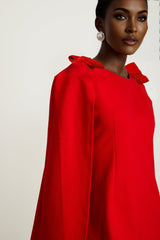 Judith red bowdetail cape mini dress
